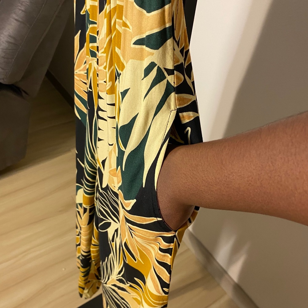 PATRONS OF PEACE Off-Shoulder Smocked Wide Leg Crop Jumpsuit XS Tropical Vacay - Picture 4 of 14